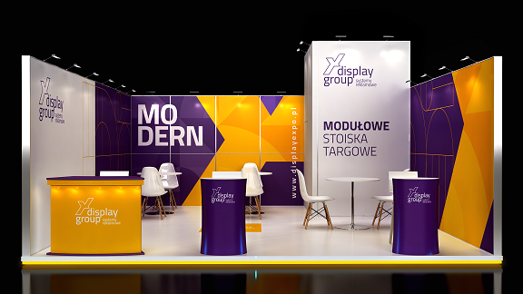 systemowe stoisko targowe produkcji Display Expo z podwyższaną podświetlaną podłogą
